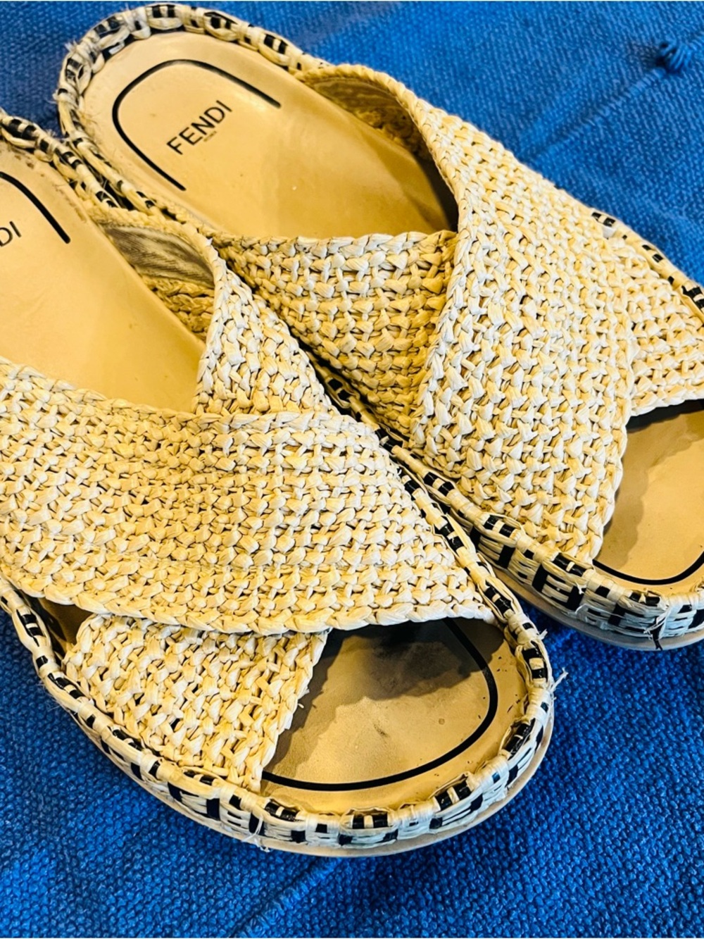 Fendi Woven Crossover Slides